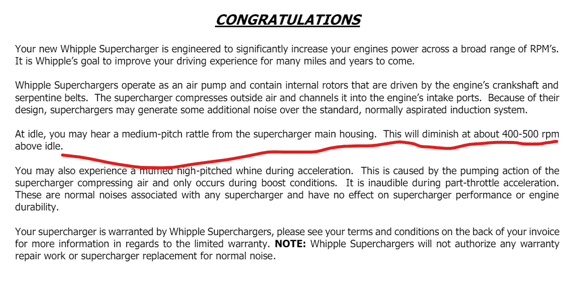 Ford F-150 Whipple stage 2 ( rattle noise ) mRXCom1