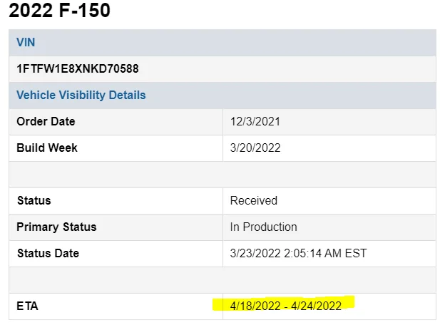 Ford F-150 03/21/22 Build Week Group myf150lariat