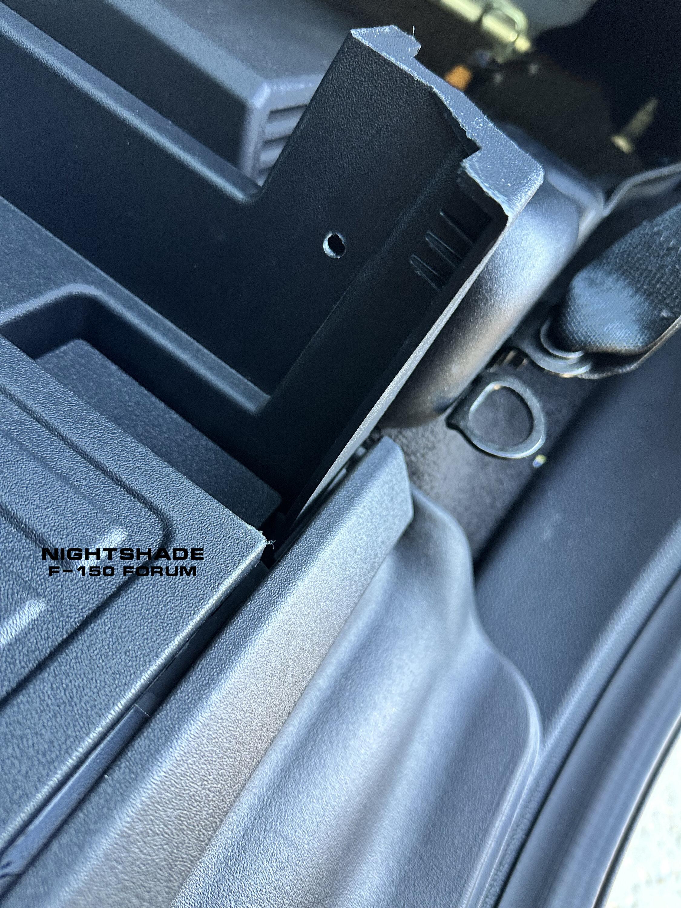 Ford F-150 Adding OEM foldable under-seat storage, after the fact on 2021+ F-150s. Nightshade2