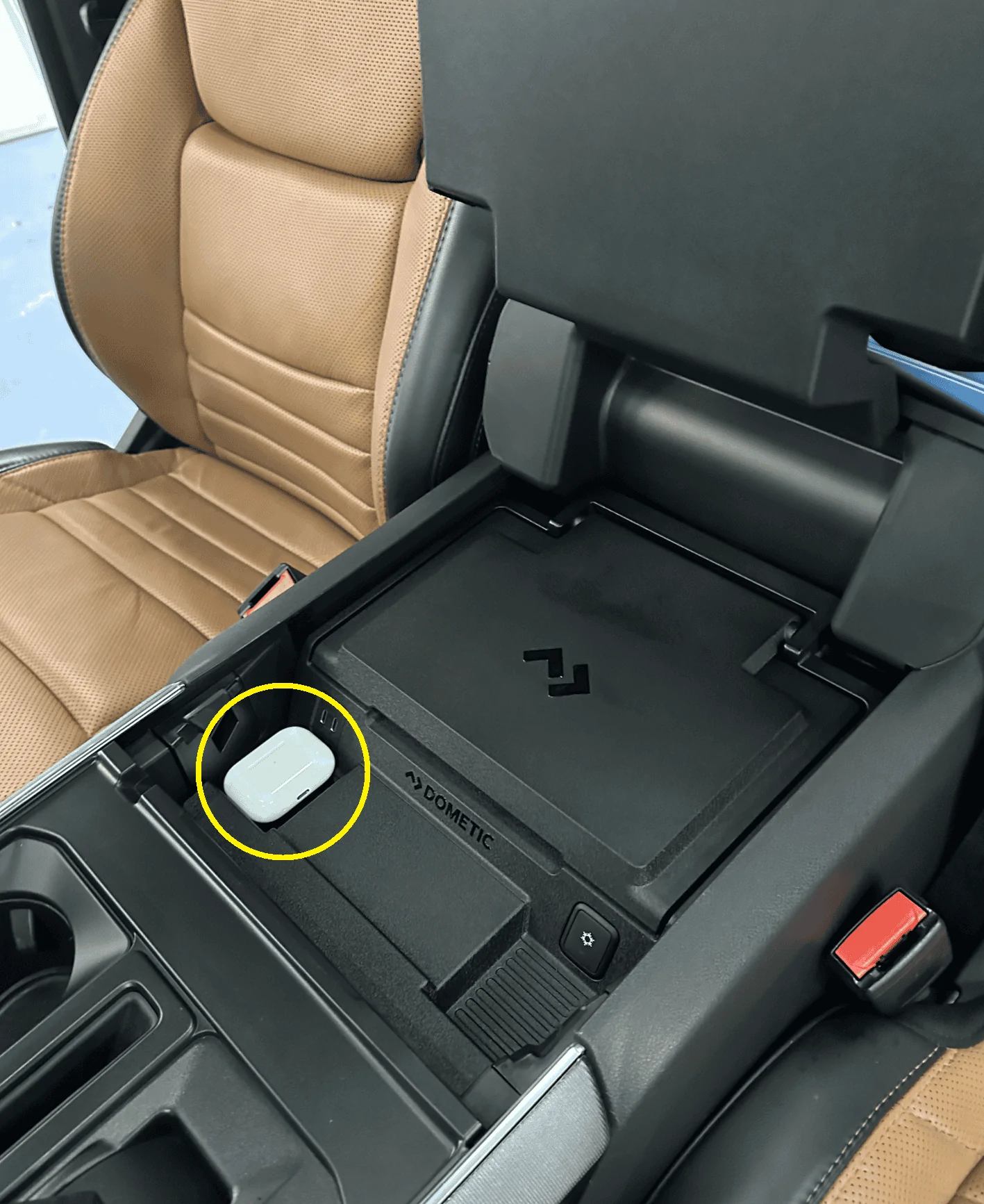 Ford F-150 Gen 14 F150 Dometic Console Refrigerator Pre-Production Teaser object on vent
