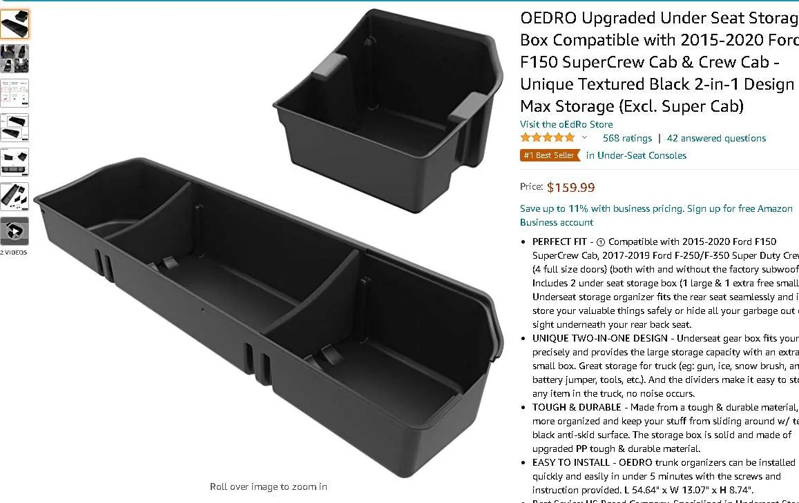 Ford F-150 Pretty pleased with the Oedro under seat storage system oedro