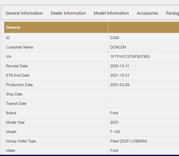 Ford F-150 10/31 Club order sni