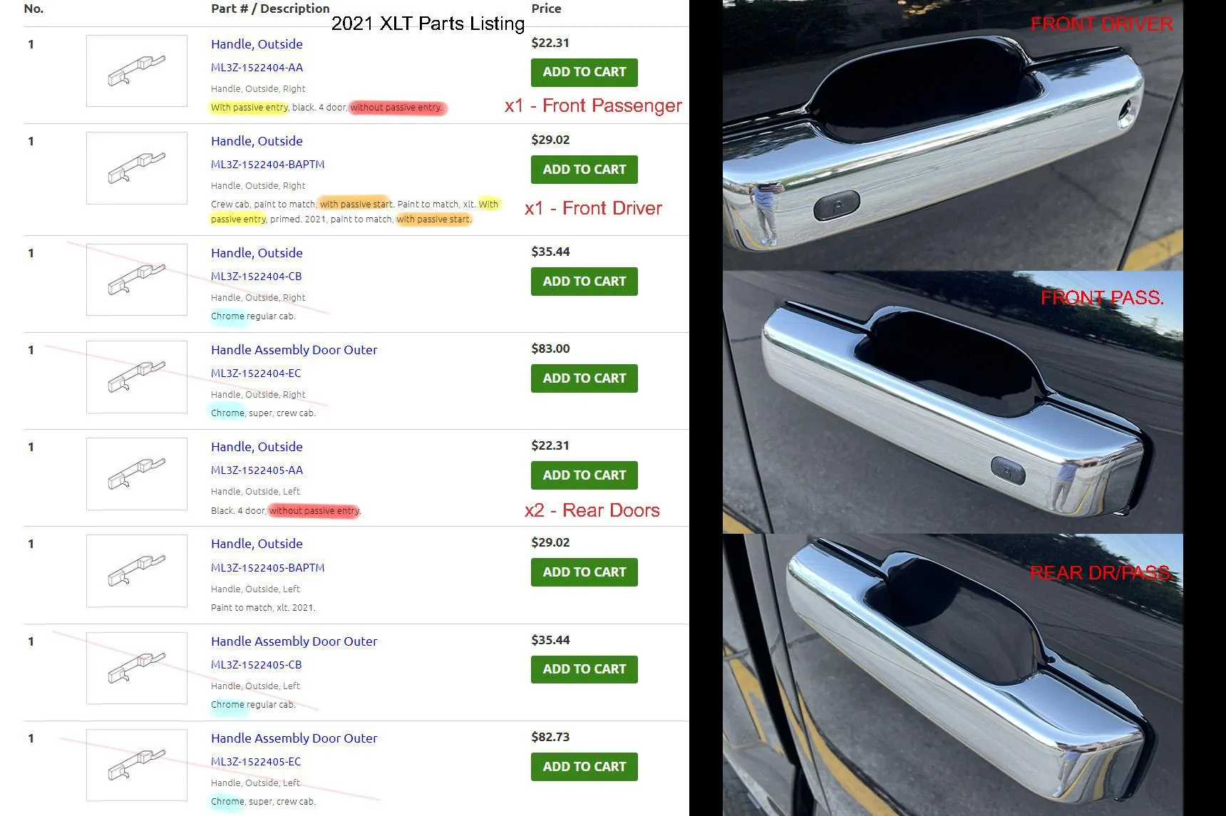 Ford F-150 Door Handle Swap - Chrome Delete Parts Listing002