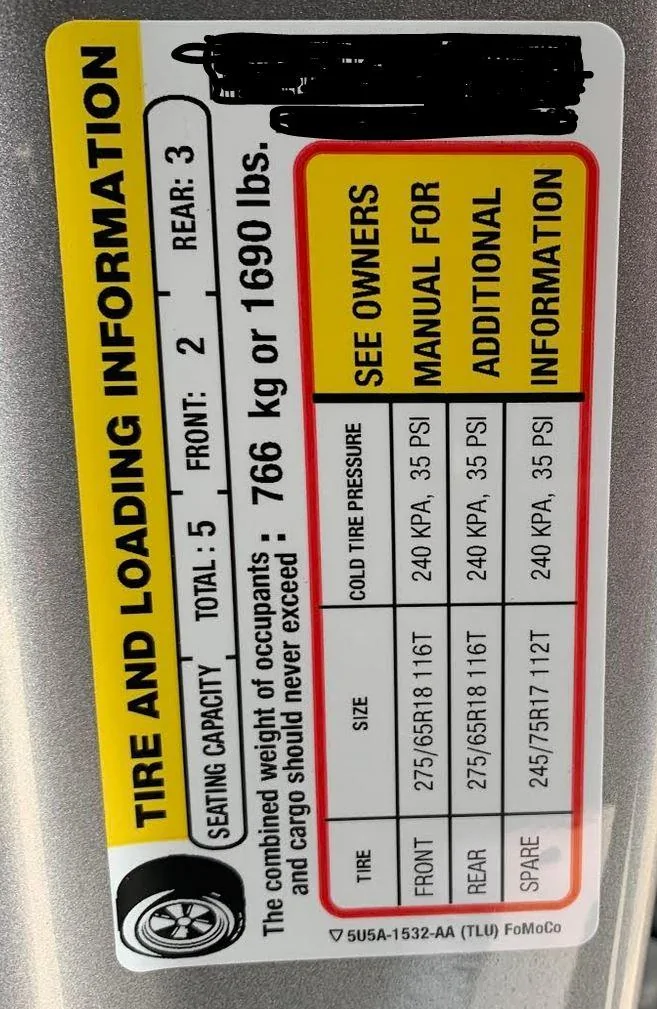 Ford F-150 2021 F-150 Payload Stickers Payload Marku