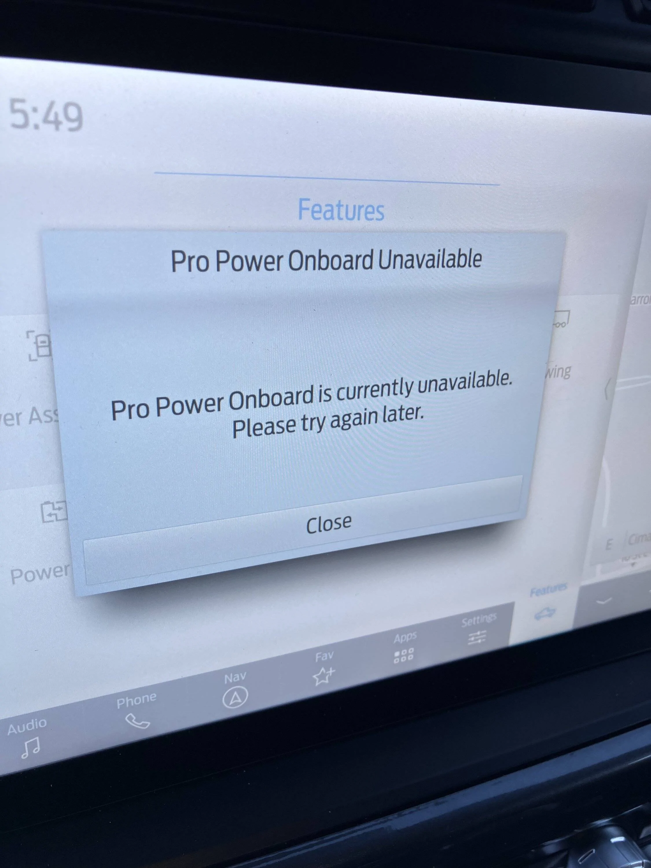 Ford F-150 Pro Power Onboard "try again later" PP try again later