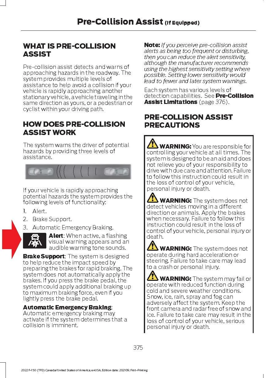 Ford F-150 What’s this warning lamp? PRE-COLLISION ASSIST SYMBOL