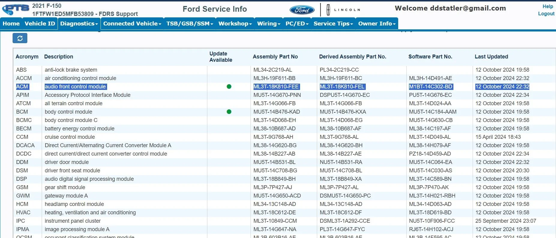 Ford F-150 ECU module programming guide using FDRS PTS 101324