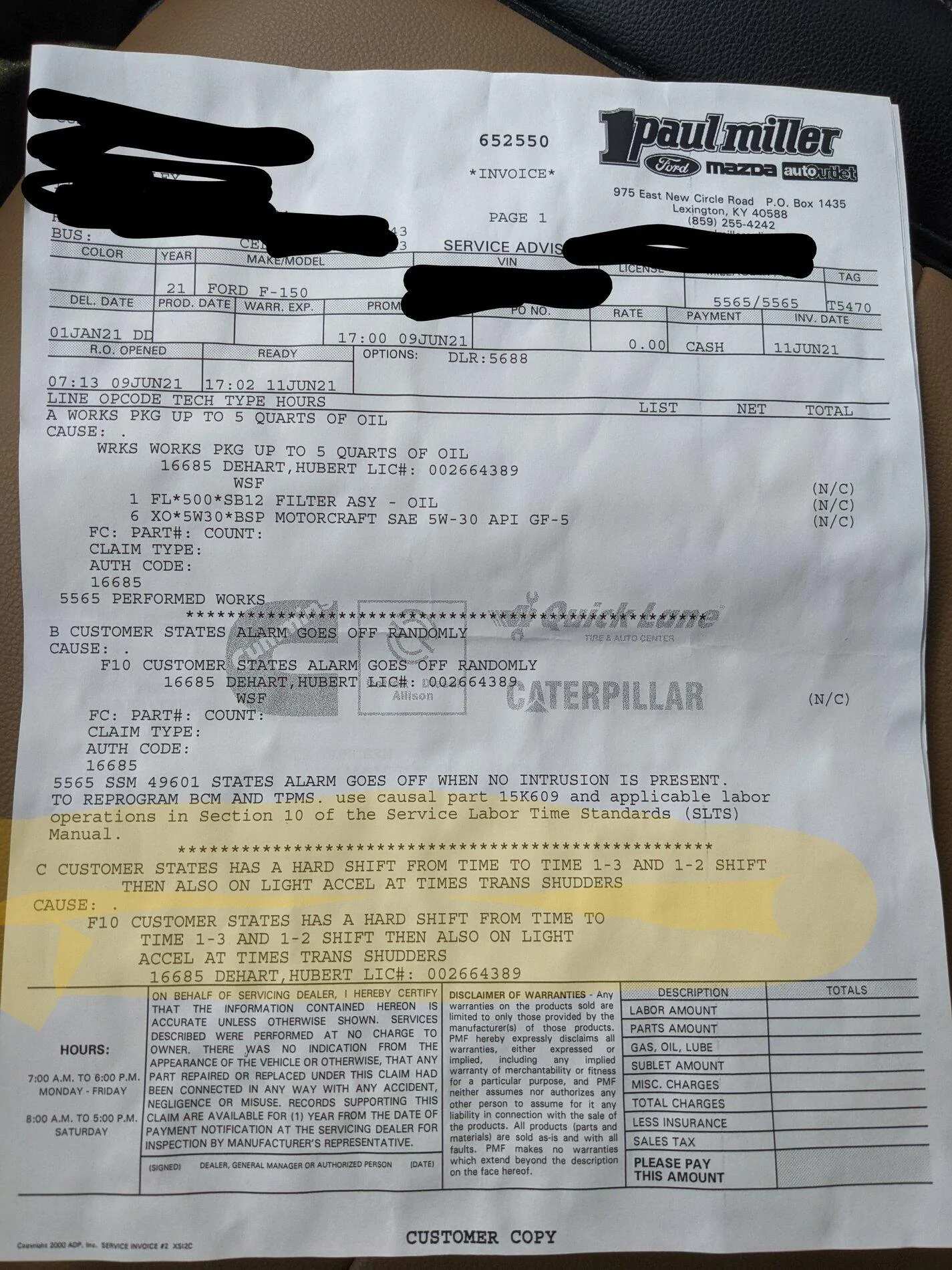 Ford F-150 Hard Shift 1 to 3 PXL_20210716_170049439~3