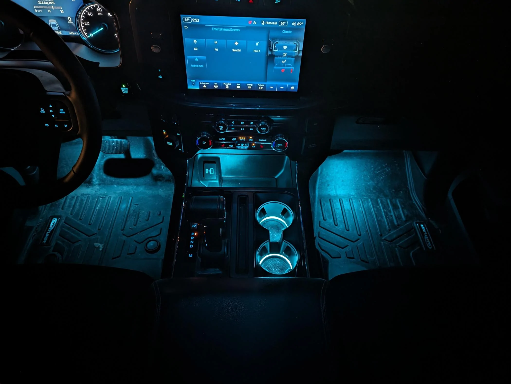 Ford F-150 Cup holder light installation / media bin light / glove box light / ambient lighting change PXL_20240526_015402287.NIGHT