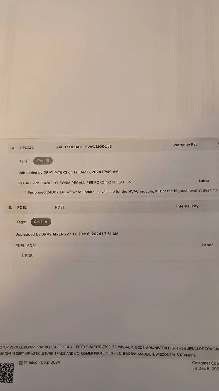 Ford F-150 HVAC Recall???? PXL_20241206_180711348