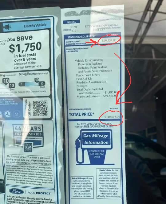 Ford F-150 Lightning sighting at dealership (HUGE markup) received_680729936360273