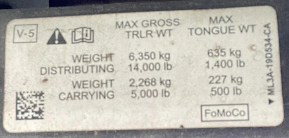 Ford F-150 Trailer Hitch Receiver part number RECEIVER STICKER