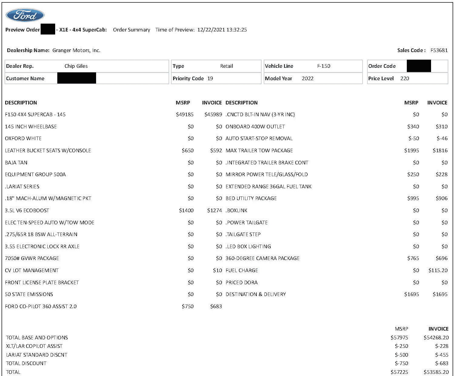 Ford F-150 XLT vs Lariat vs Platinum REDACTED 2022 LARIAT ORDER