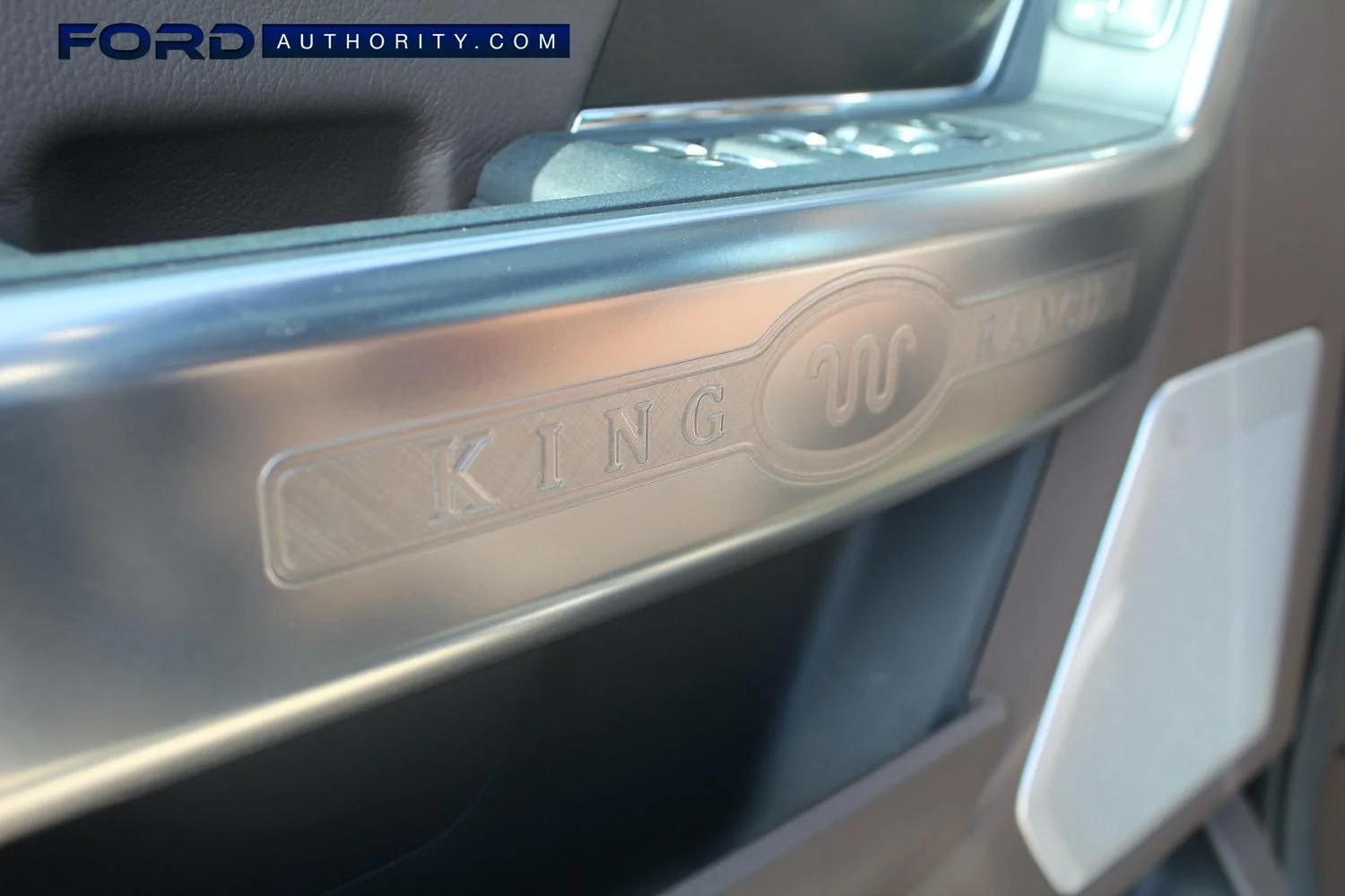 Ford F-150 KING RANCH Interior Photos and Videos (2021+ F-150 -- 14th Gen) row-015-king-ranch-logo-driver-side-door-panel-jpg