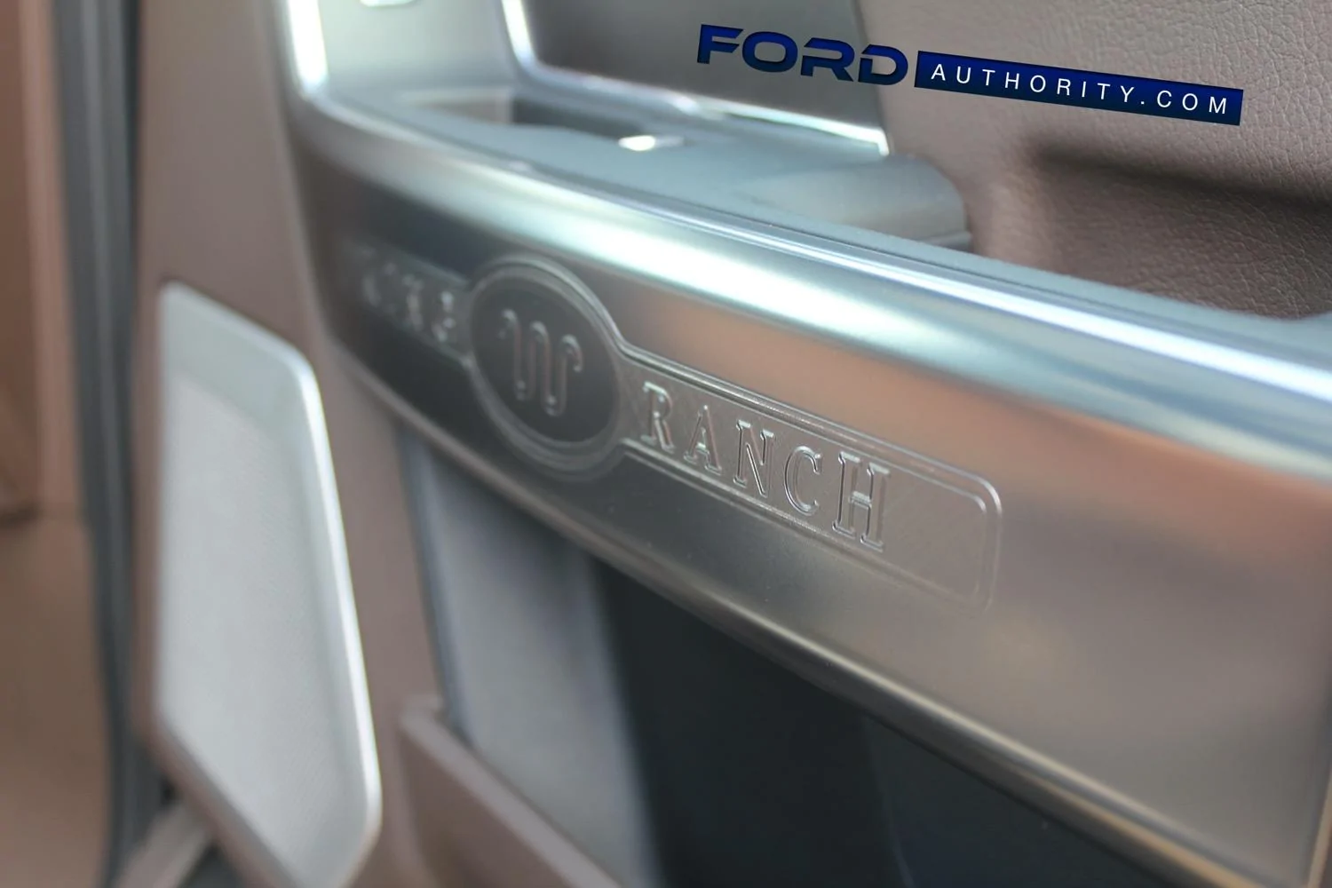 Ford F-150 KING RANCH Interior Photos and Videos (2021+ F-150 -- 14th Gen) row-032-king-ranch-logo-driver-side-door-panel-jpg