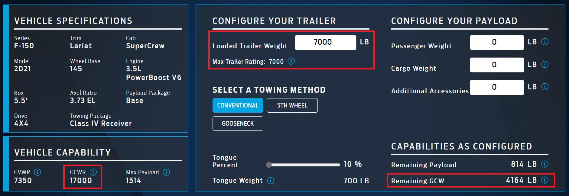 Ford F-150 2022 Lariat PowerBoost: Tow Tech (17T) vs Trailer Tow (53A) Screenshot 2022-08-18 143108