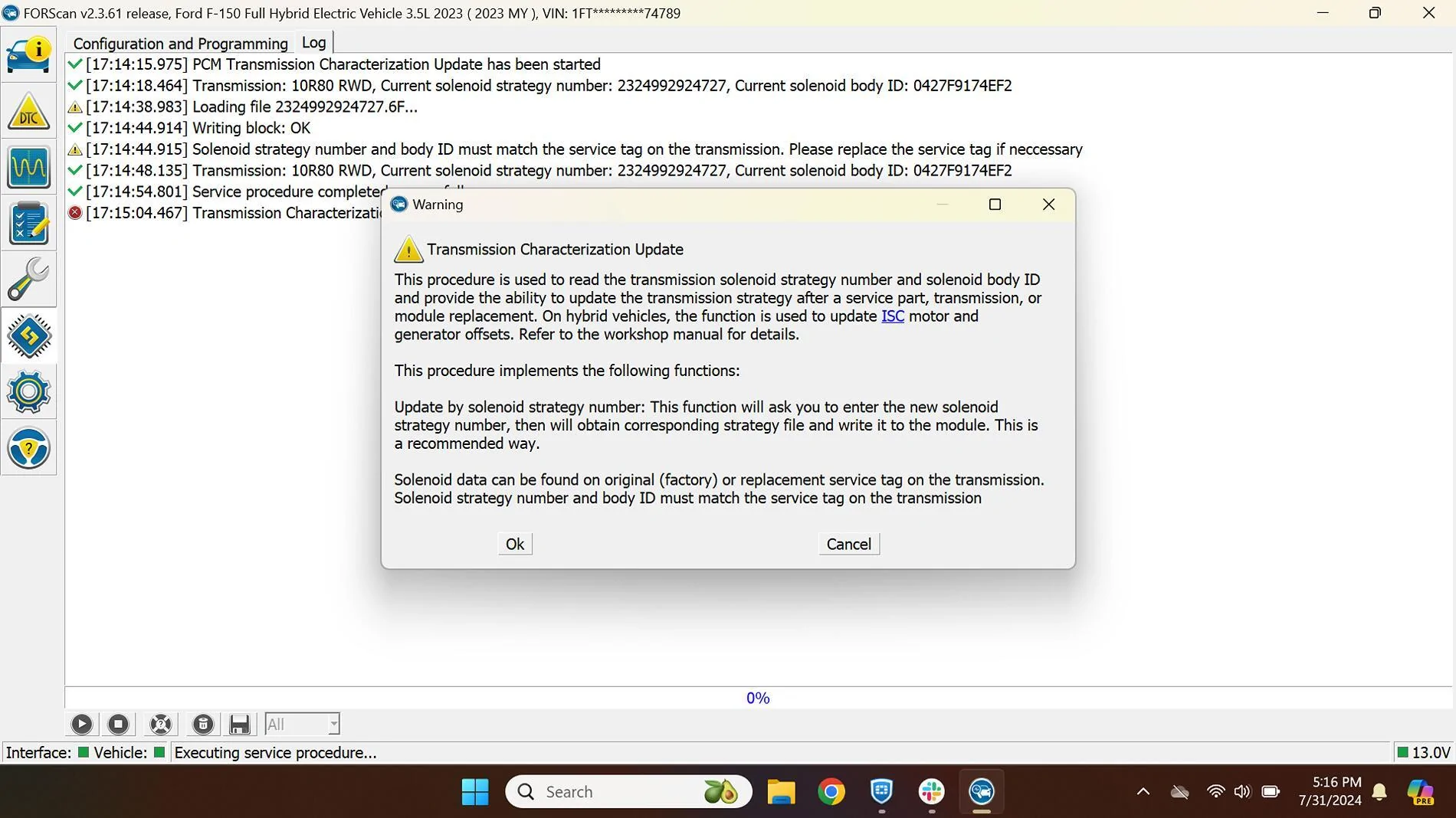 Ford F-150 Forscan "Transmission Characterization Update" Screenshot 2024-07-31 171649