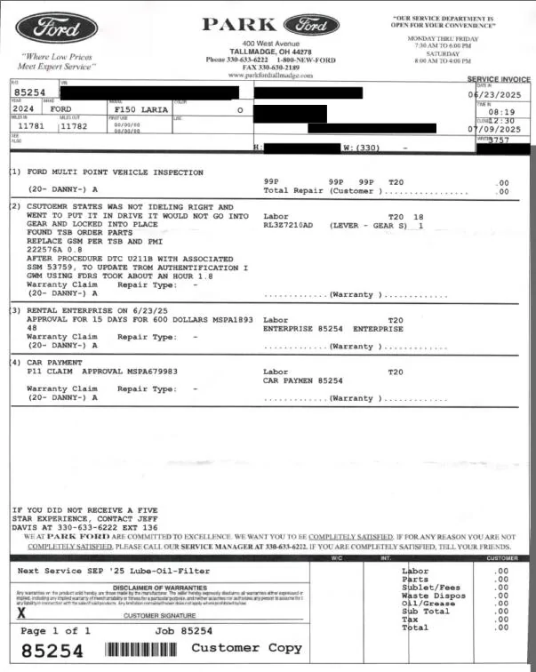 Ford F-150 Powertrain malfunction 2024 f150 Screenshot 2025-08-12 093641