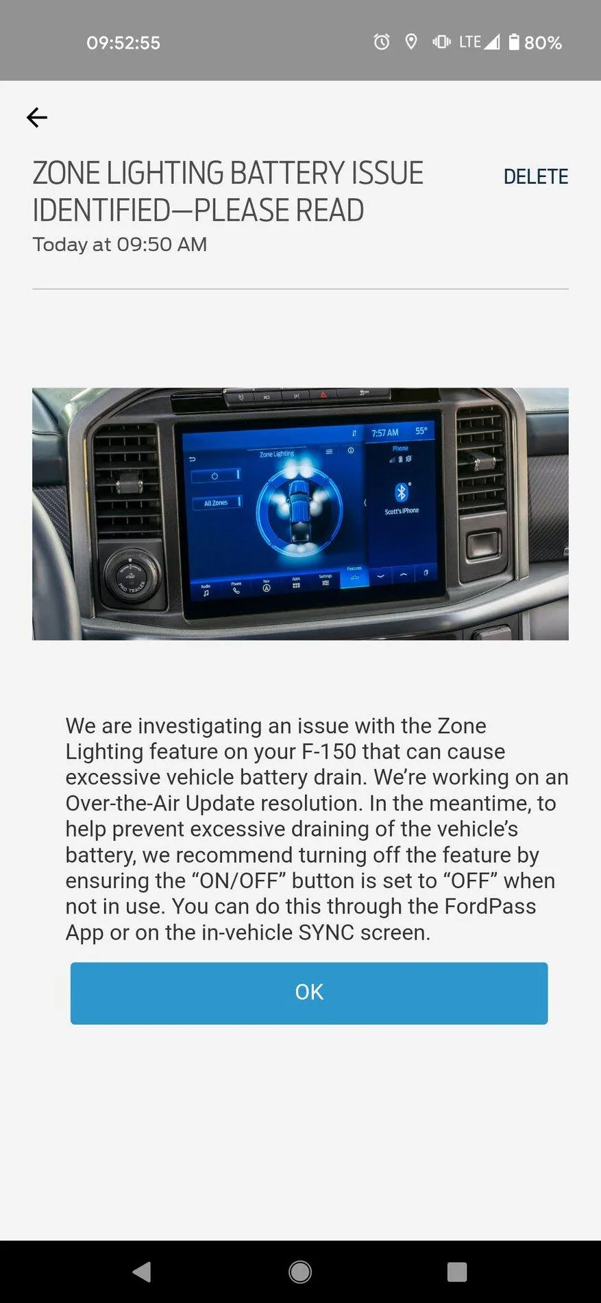 Ford F-150 Zone Lighting Battery Issue Screenshot_20210312-095256
