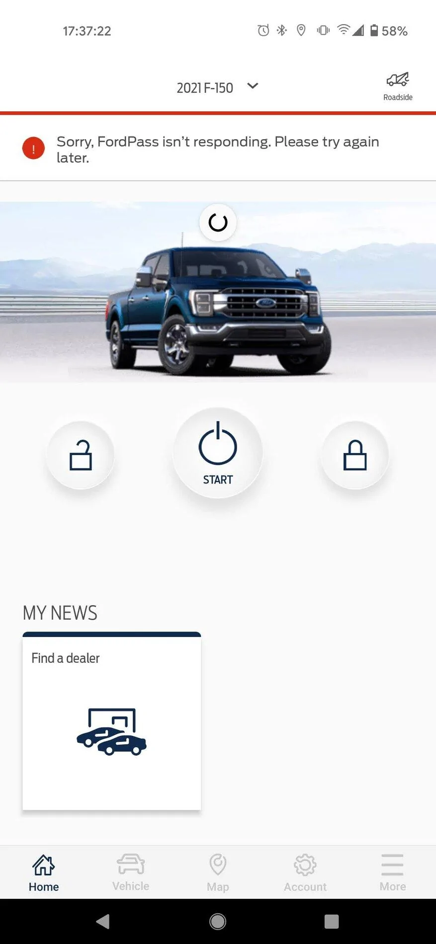 Ford F-150 Latest FordPass update issues (3.19.0) Screenshot_20210401-173722