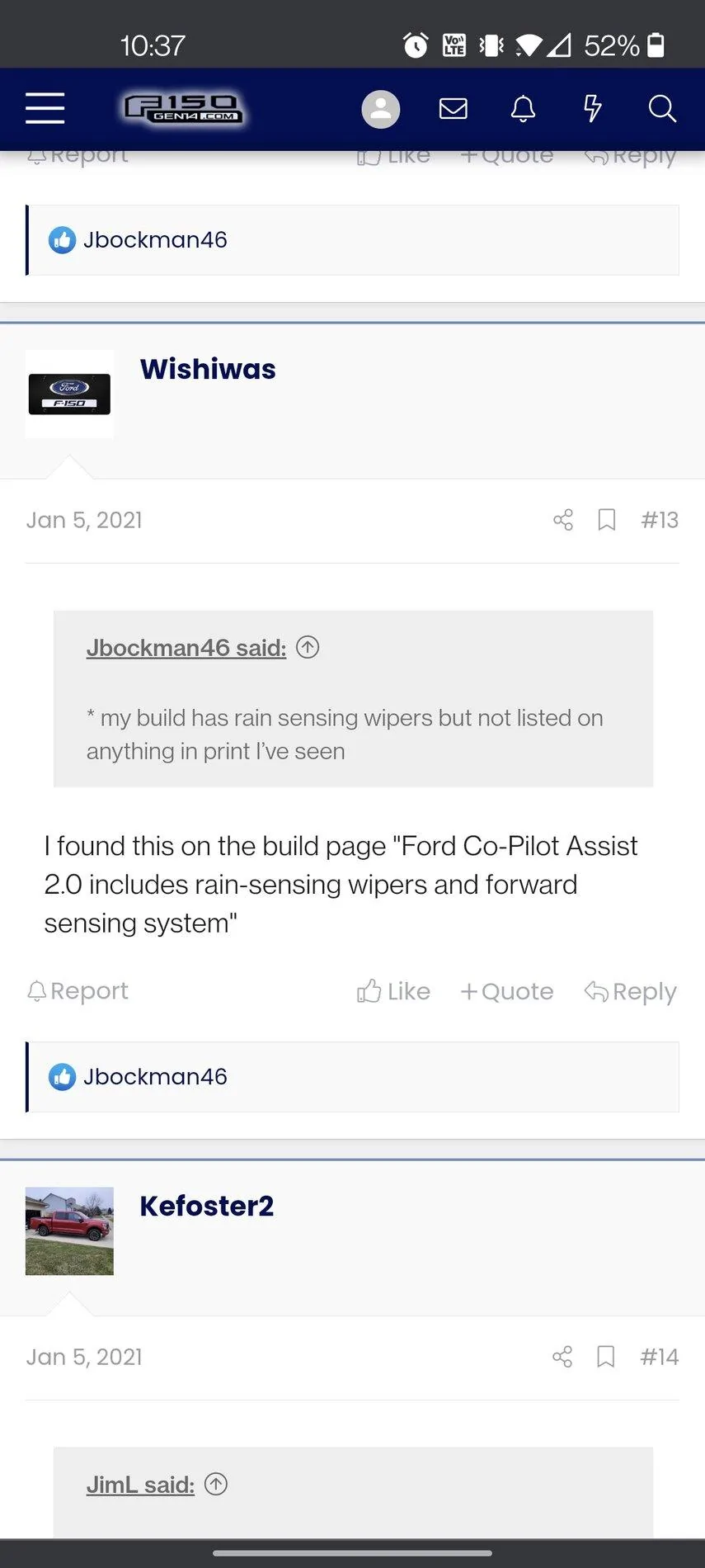 Ford F-150 What XLT package includes the rain sensing wipers? Screenshot_20210729-223737