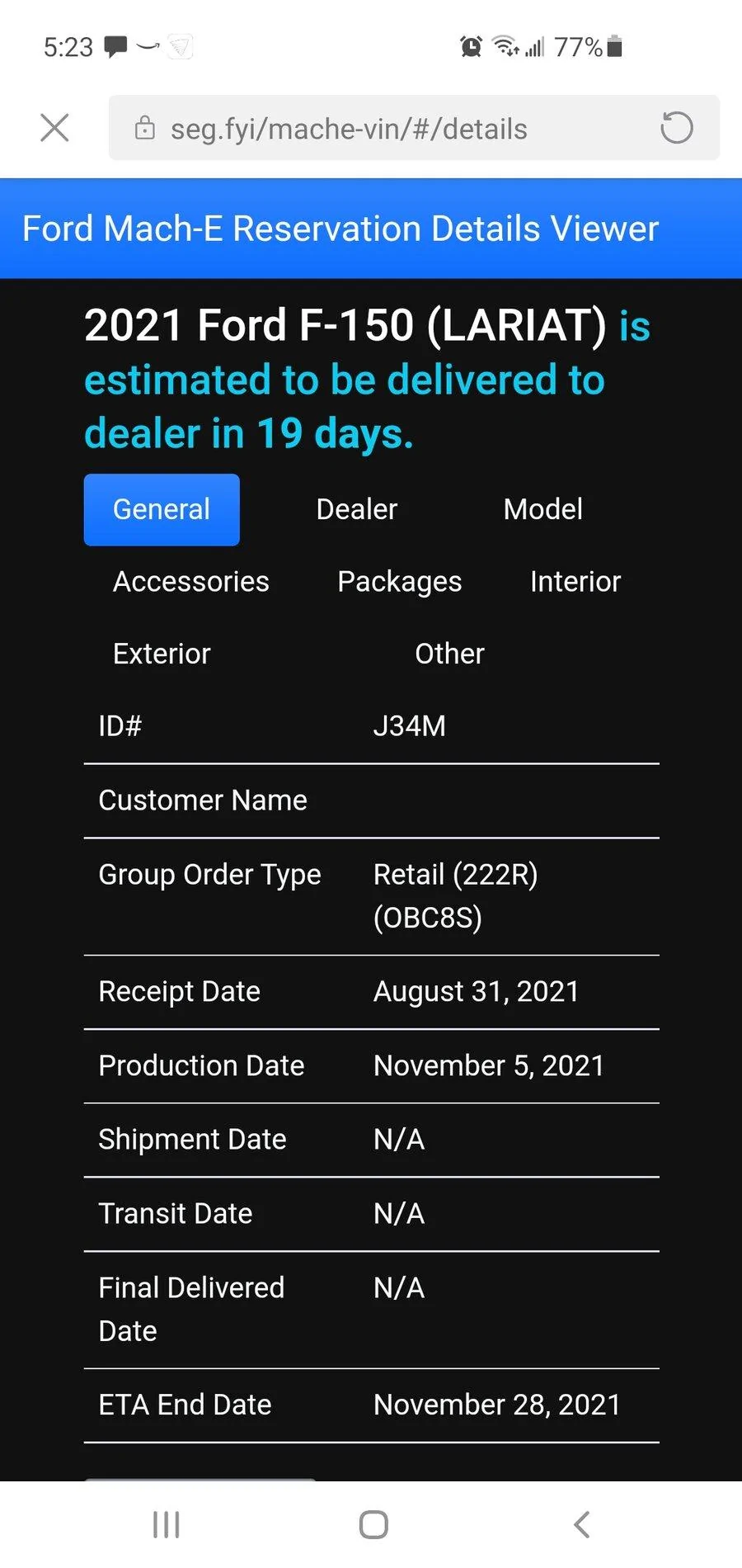Ford F-150 11/1/2021 Build club Screenshot_20211109-172353_Outlook