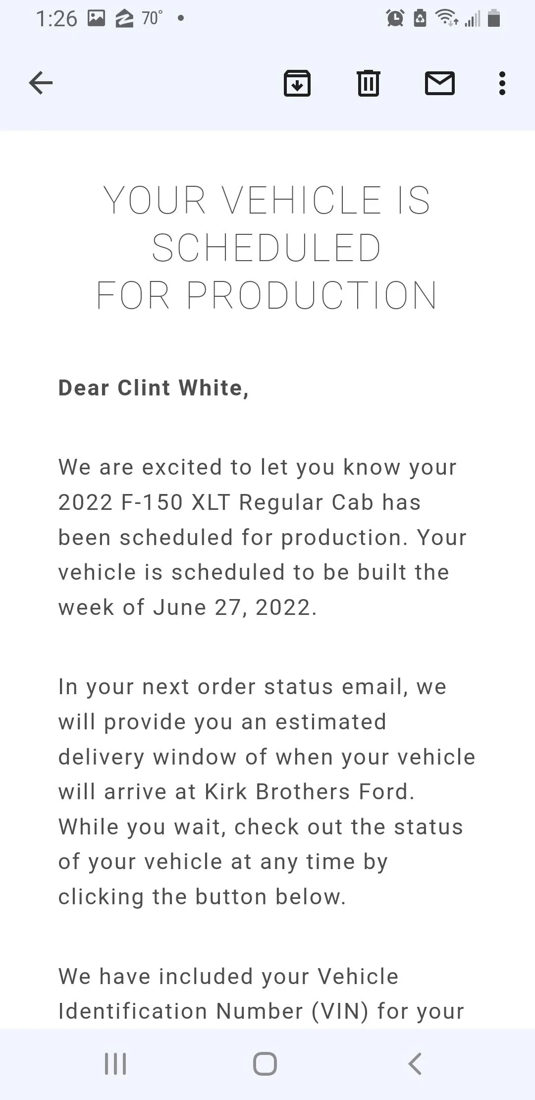 Ford F-150 F150 Orders Placed in Feb 2022 Screenshot_20220602-132602_Gmail
