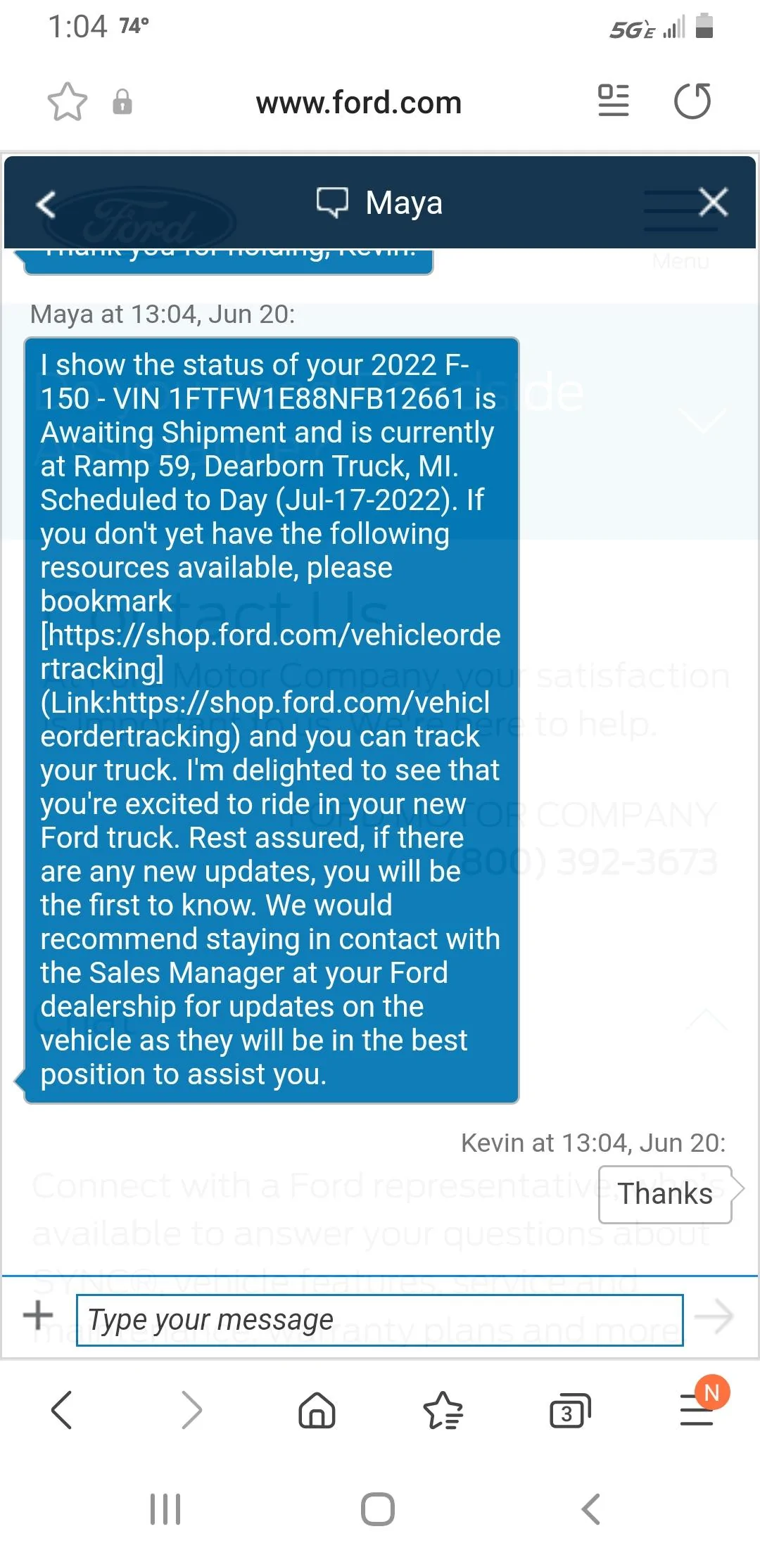 Ford F-150 Current Shipping Delays Screenshot_20220620-130455_Samsung Internet
