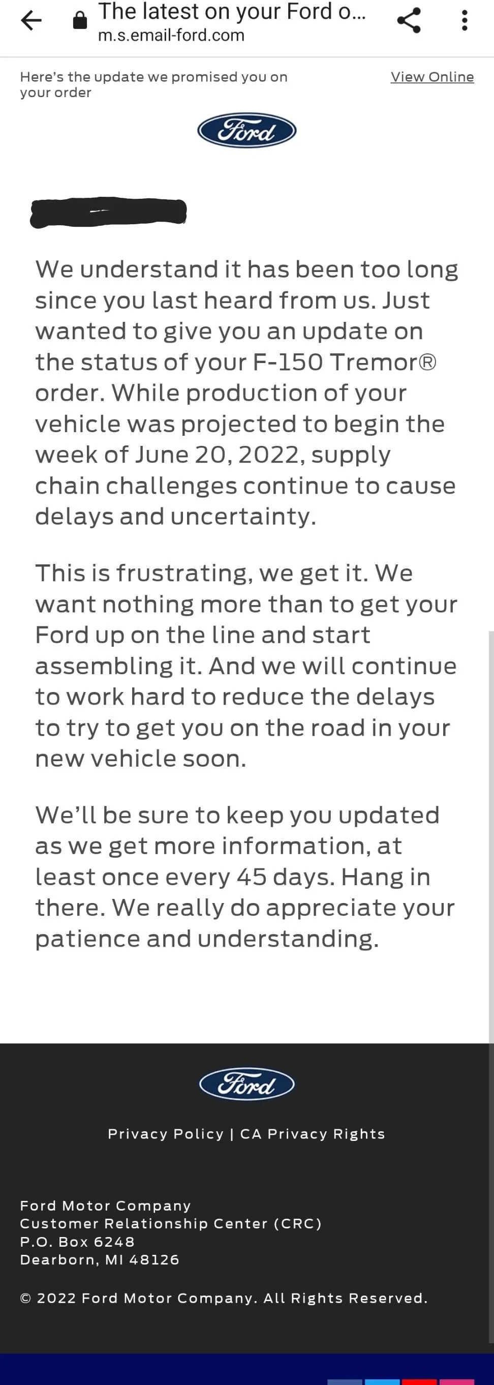 Ford F-150 06/20/22 Build Week Screenshot_20220702-075602_Chrom