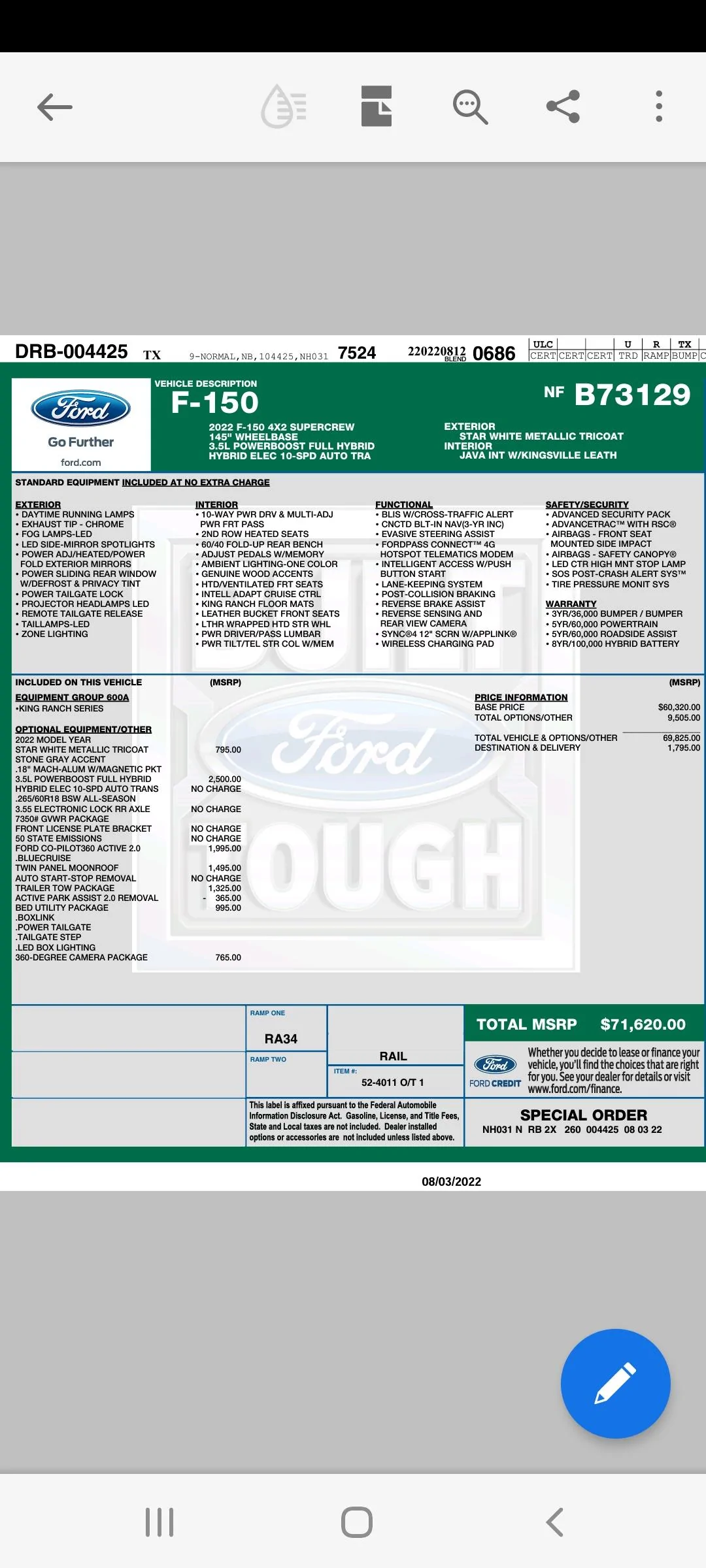 Ford F-150 8/8/2022 Build Week Screenshot_20220803-191333_Adobe Acrobat