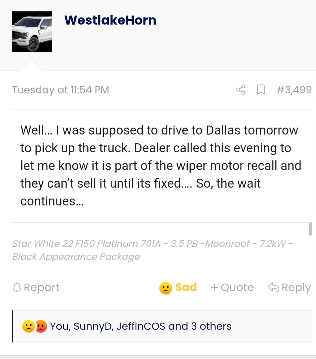 Ford F-150 Wiper Recall is back. Screenshot_20230112_104907_Chrom
