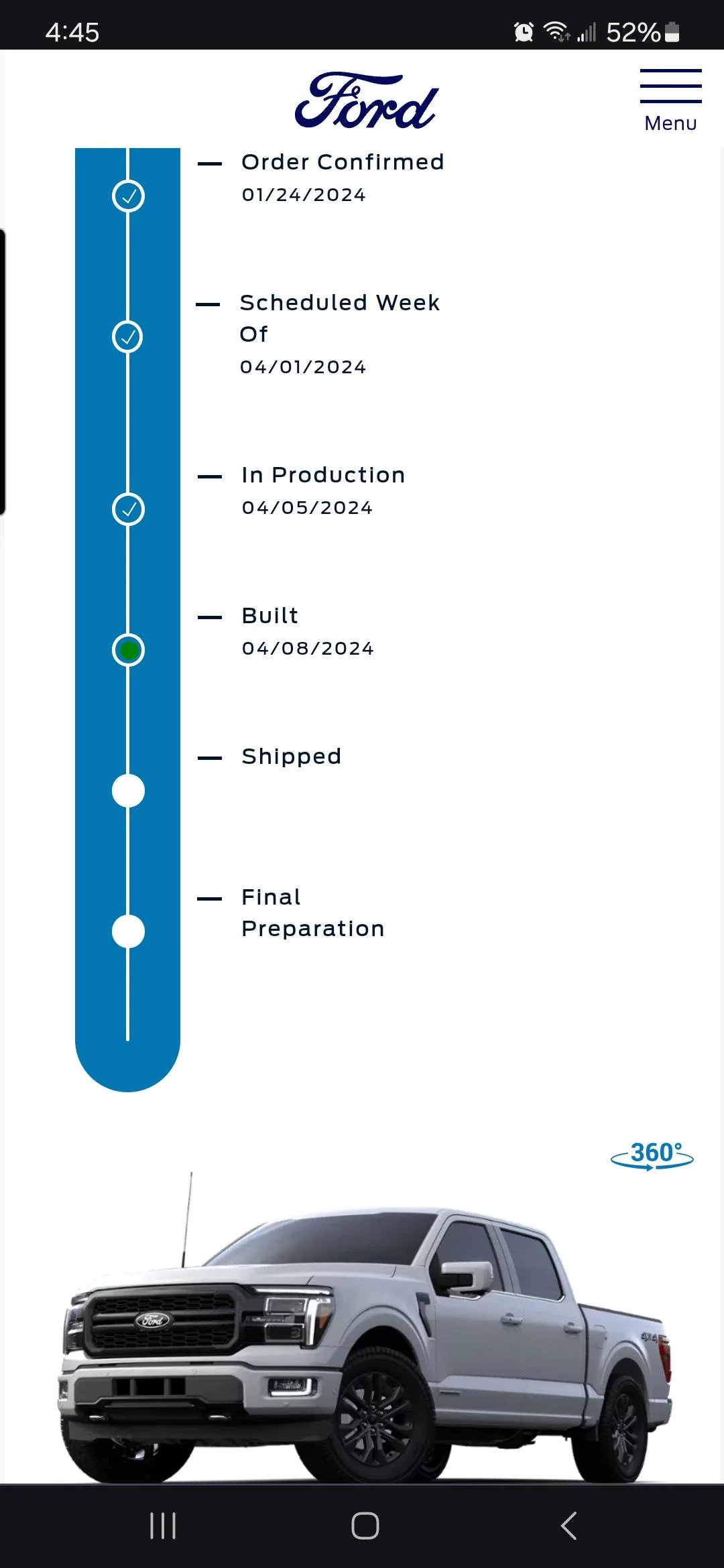 Ford F-150 Truck built today. Screenshot_20240409_044504_Chrom