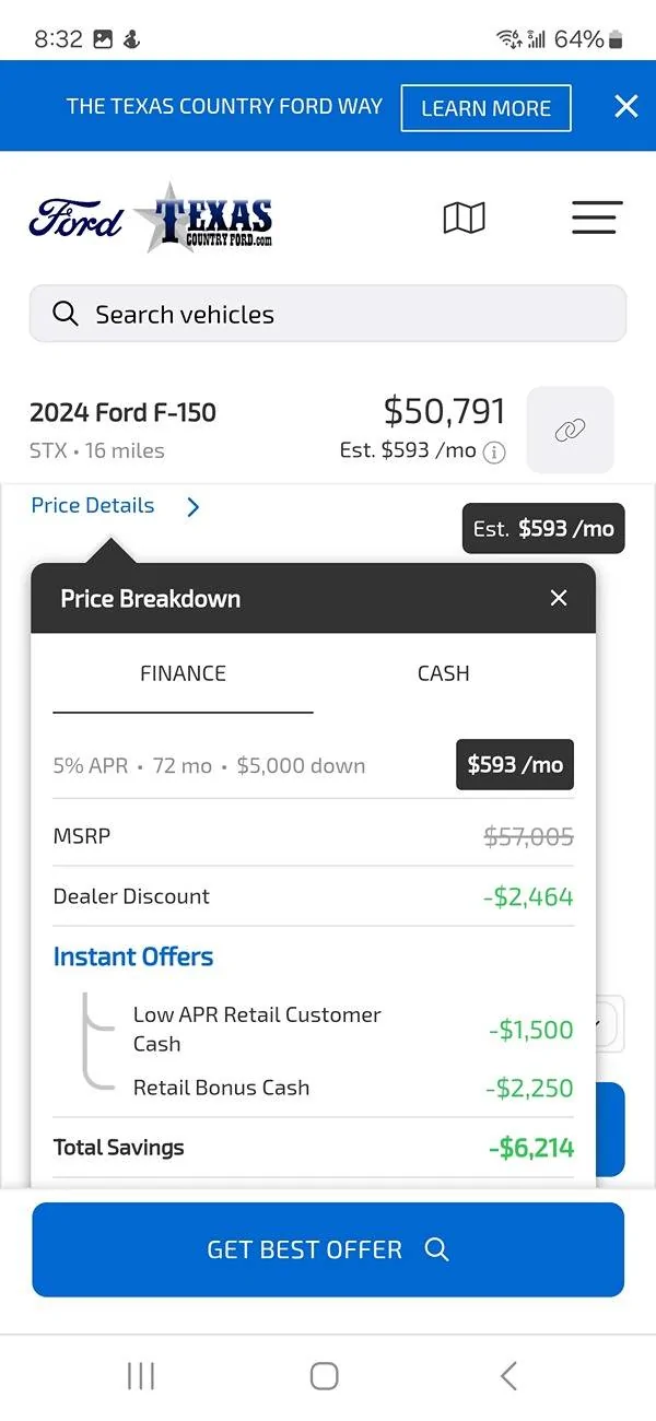 Ford F-150 $5k ford + $5k dealer on powerboats.  Except . . . Screenshot_20240927_203239_Chrom