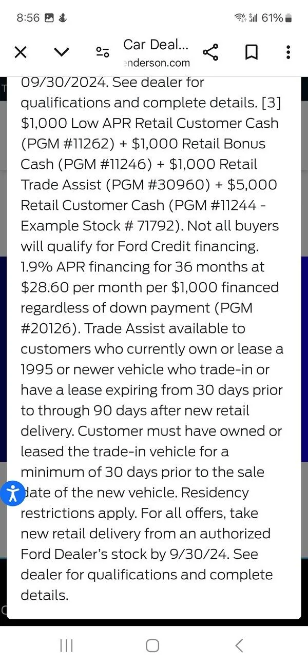 Ford F-150 $5k ford + $5k dealer on powerboats.  Except . . . Screenshot_20240927_205654_Chrom