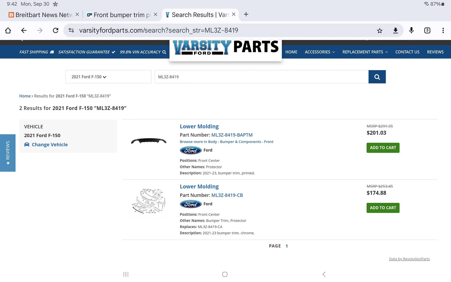 Ford F-150 Front bumper trim piece part number # ? Screenshot_20240930_214205_Chrom