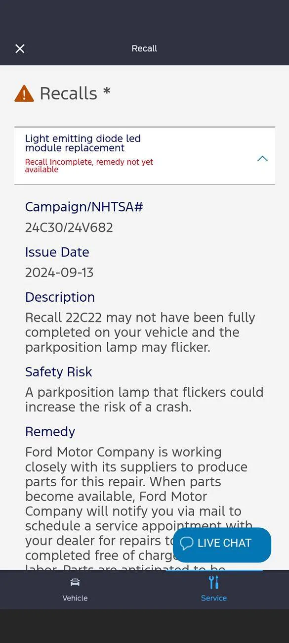Ford F-150 New Recall for park position lamps! Screenshot_20241001-115231