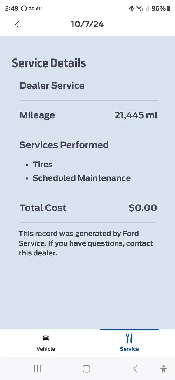 Ford F-150 False service records Screenshot_20241205_144934_FordPass