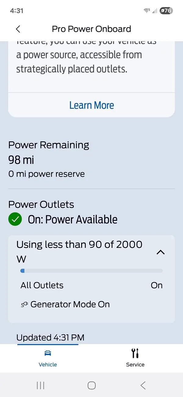 Ford F-150 Pro Power Onboard is back in FordPass 5.22.0! Screenshot_20250619_163123_FordPass