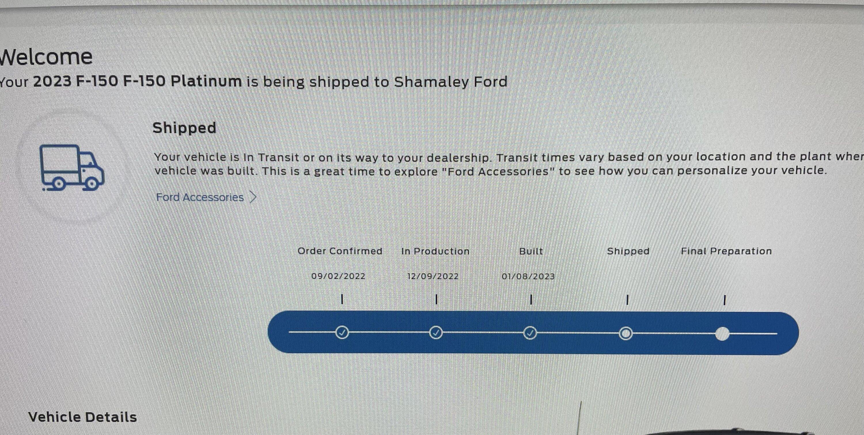 Ford F-150 12/5/22 - Build Week - MY 23 shipped stat