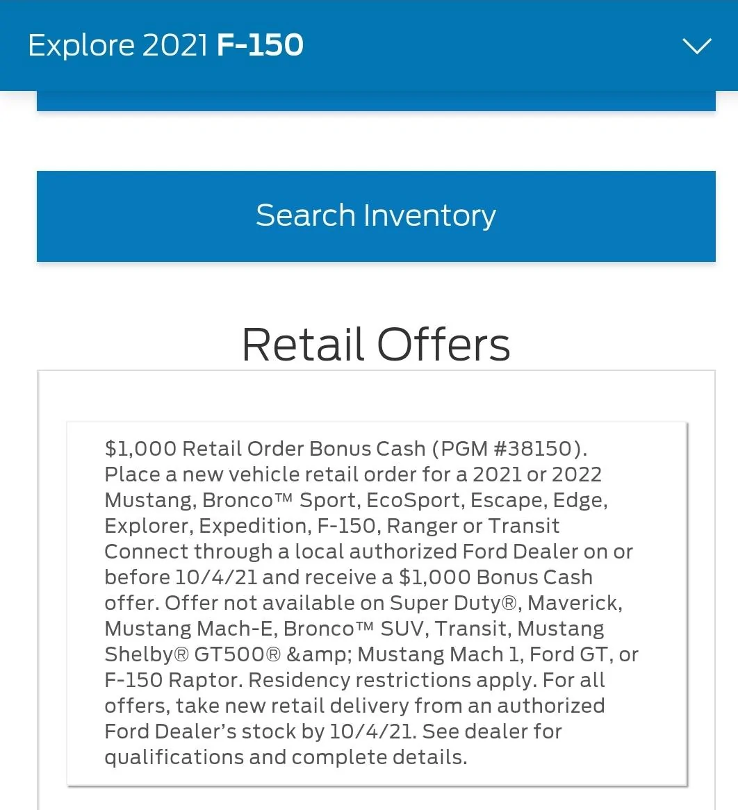 Ford F-150 Dealer update: No more 2021 F-150 orders will be built.  MY2022 Order Bank opens Sept 15 SmartSelect_20210913-200111_Chrom