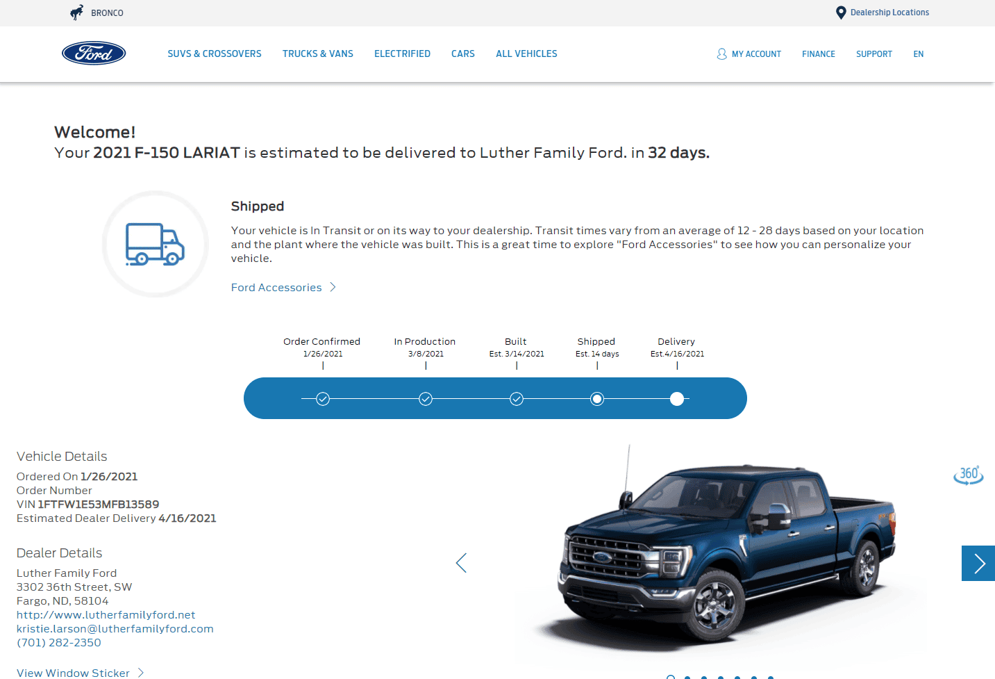 Ford F-150 ? F-150 LARIAT Lounge ? tracker