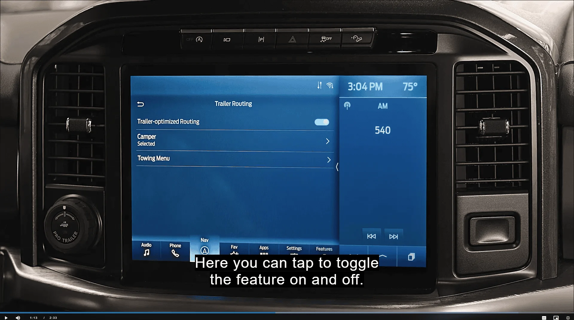 Ford F-150 "Bong" Type Chime When Towing trailer navigation screenshot