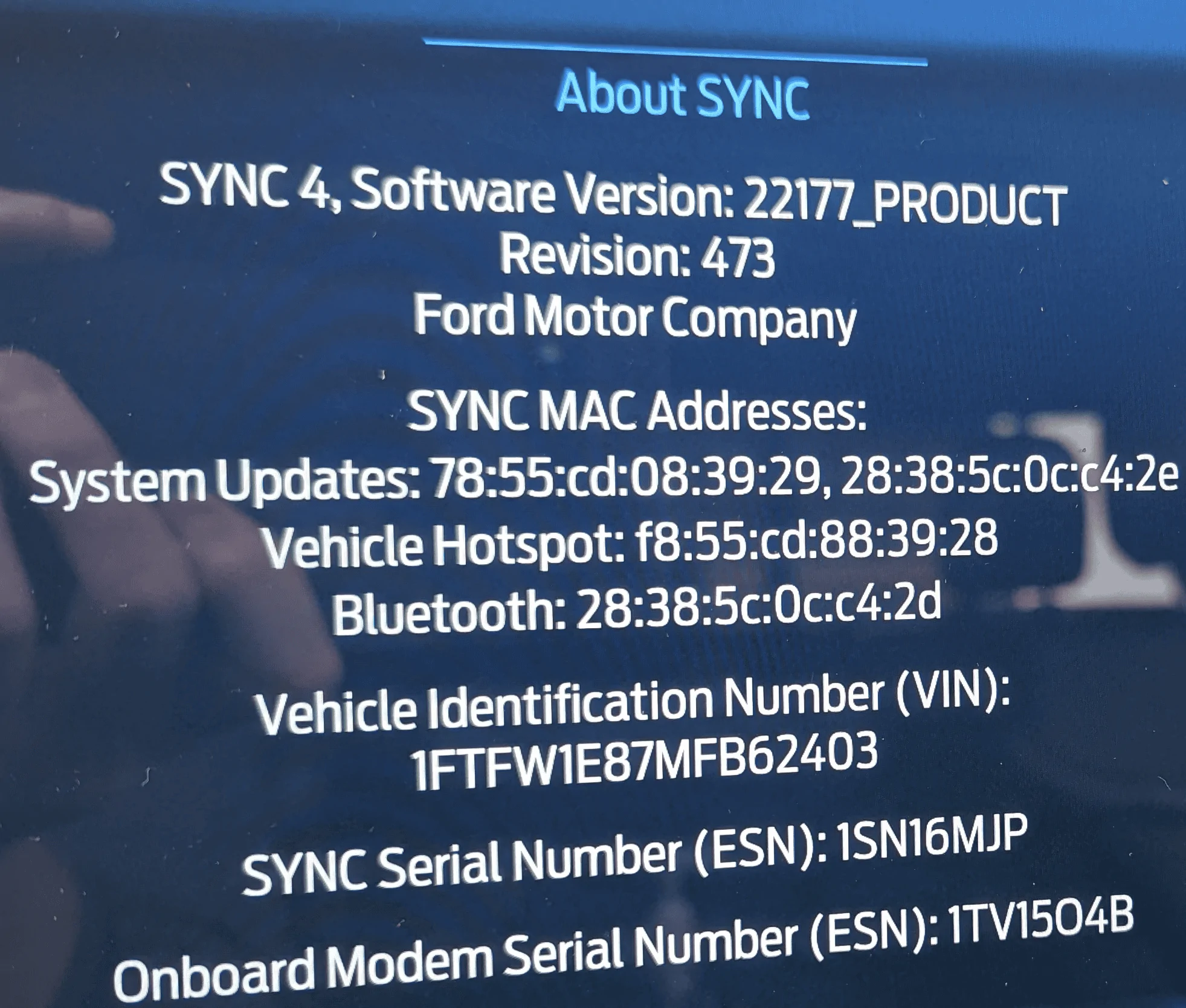Ford F-150 Software version seemingly stuck & no BlueCruise truck_sync_info_looking_for_blue_cruis