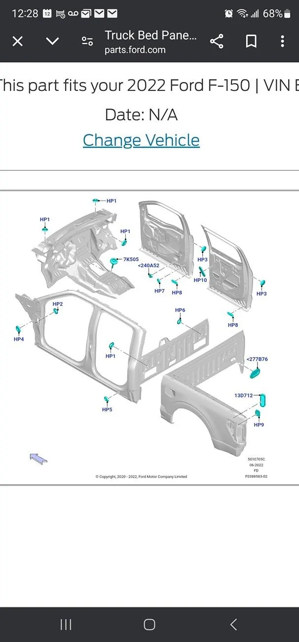 Ford F-150 Dustproofing 6.5' Box Holes Vehicle Plug Part numebers