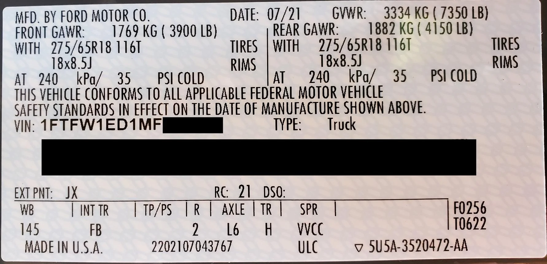 Ford F-150 LEAD FOOT F-150 (2021+) Club Vehicle_Weights_edit