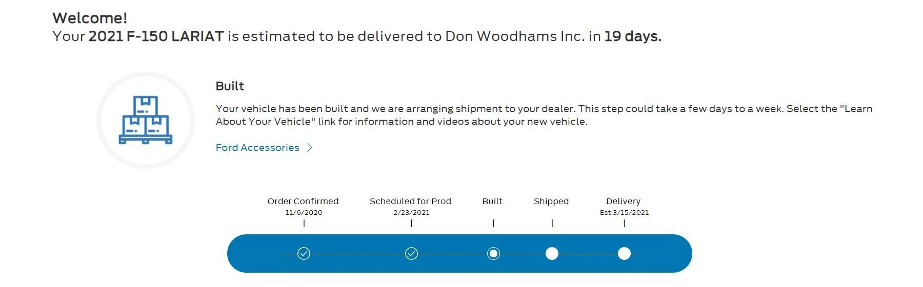 Ford F-150 2/8 builds vin tracker