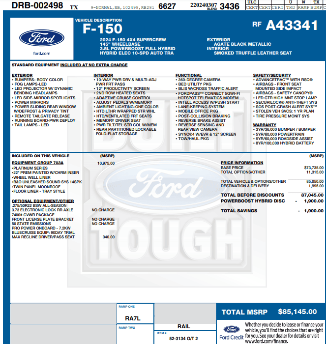 Ford F-150 Platinum Plus (photos) Agate Black window