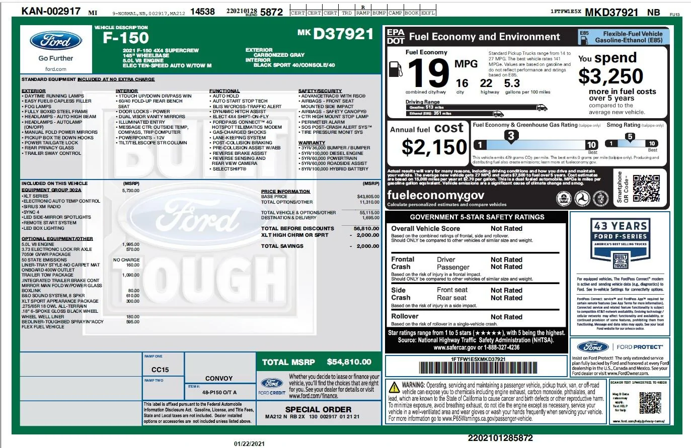 Ford F-150 🧭 Track Your F-150 Order by VIN Number WINDOW STICKER