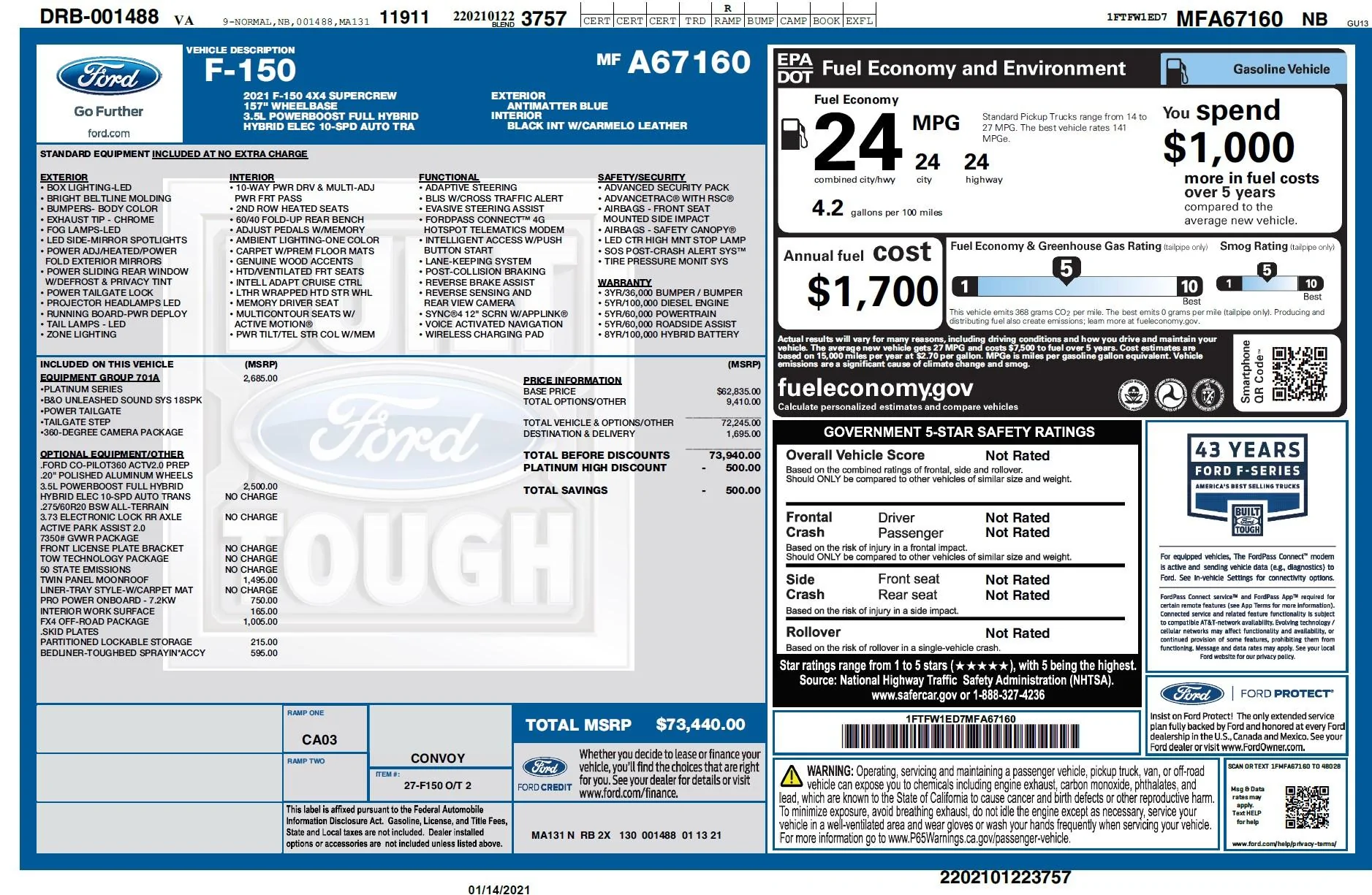 Ford F-150 ANTIMATTER BLUE F-150 (2021+) Club Window Sticker