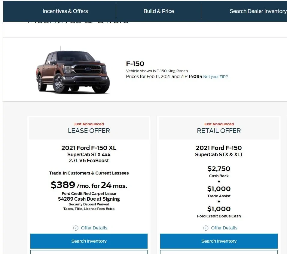 Ford F-150 ? F-150 LARIAT Lounge ? WNY 2021incentiv